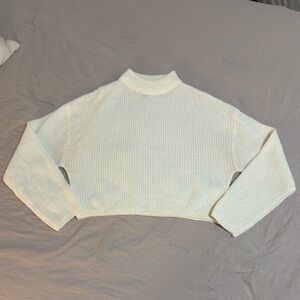 H&M Divided Cream Cropped Mock Neck Knit Sweater